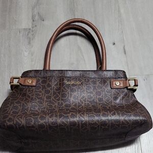 Calvin Klein Dark Brown Monogram Satchel